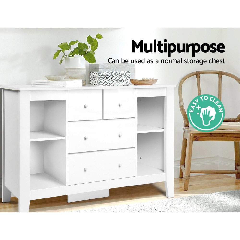 Baby Change Table | Tall Boy Drawers Dresser Chest | Storage Cabinet | White