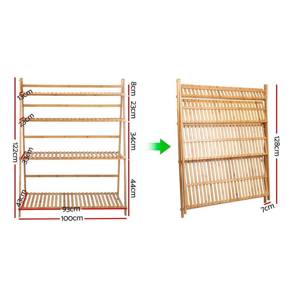 Bamboo Ladder Shelf For Plants - Foldable