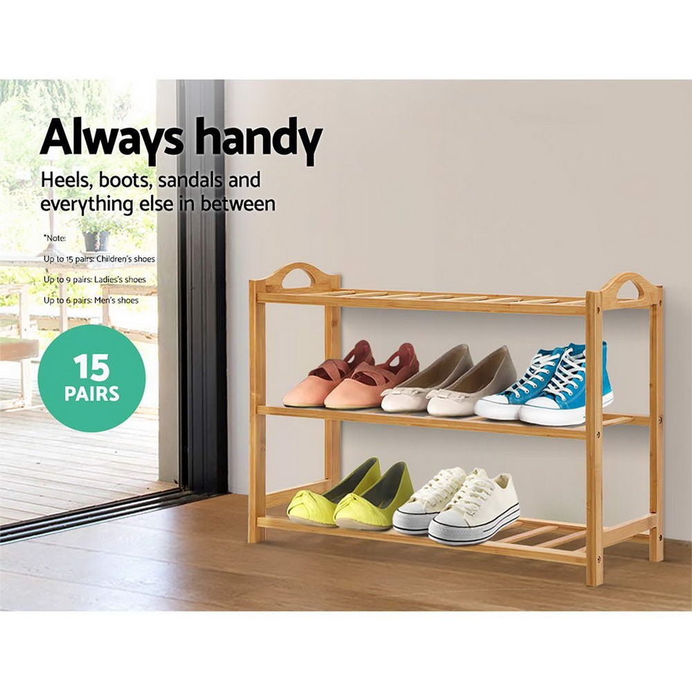 3 Tiers Bamboo Shoe Rack Storage Organiser