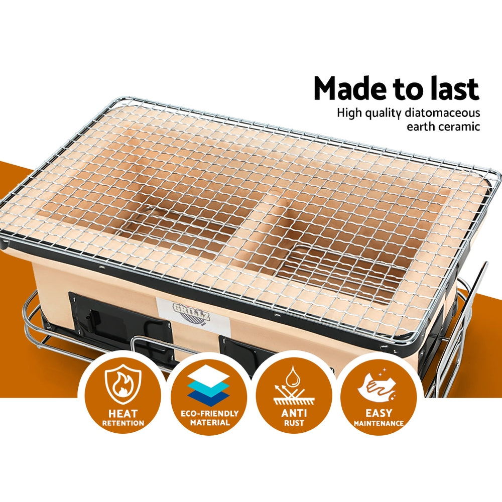 Ceramic BBQ Grill Smoker Hibachi | Japanese Tabletop Charcoal Barbecue | Brand: Grillz