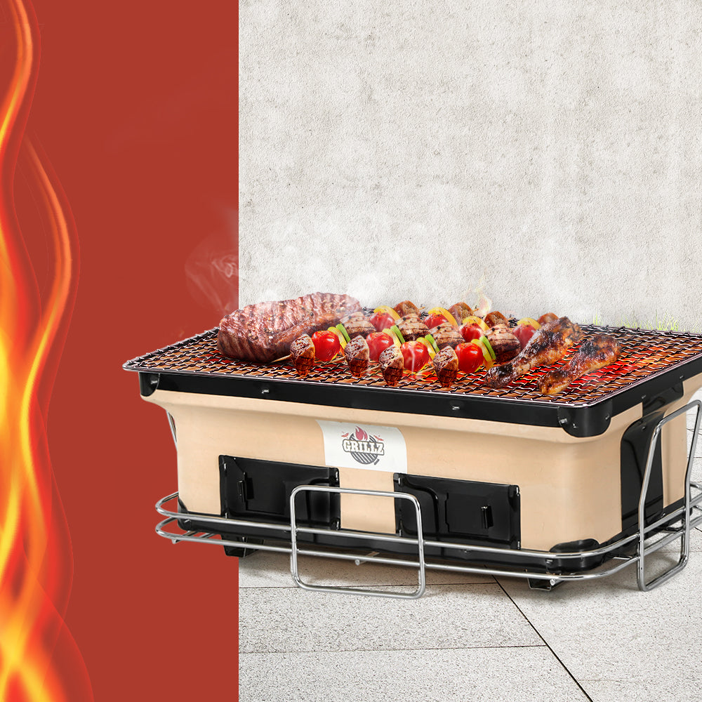 Ceramic BBQ Grill Smoker Hibachi | Japanese Tabletop Charcoal Barbecue | Brand: Grillz