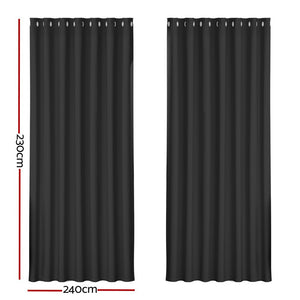 Artiss 2X Blockout Curtains Blackout Window Curtain Eyelet 240x230cm Black