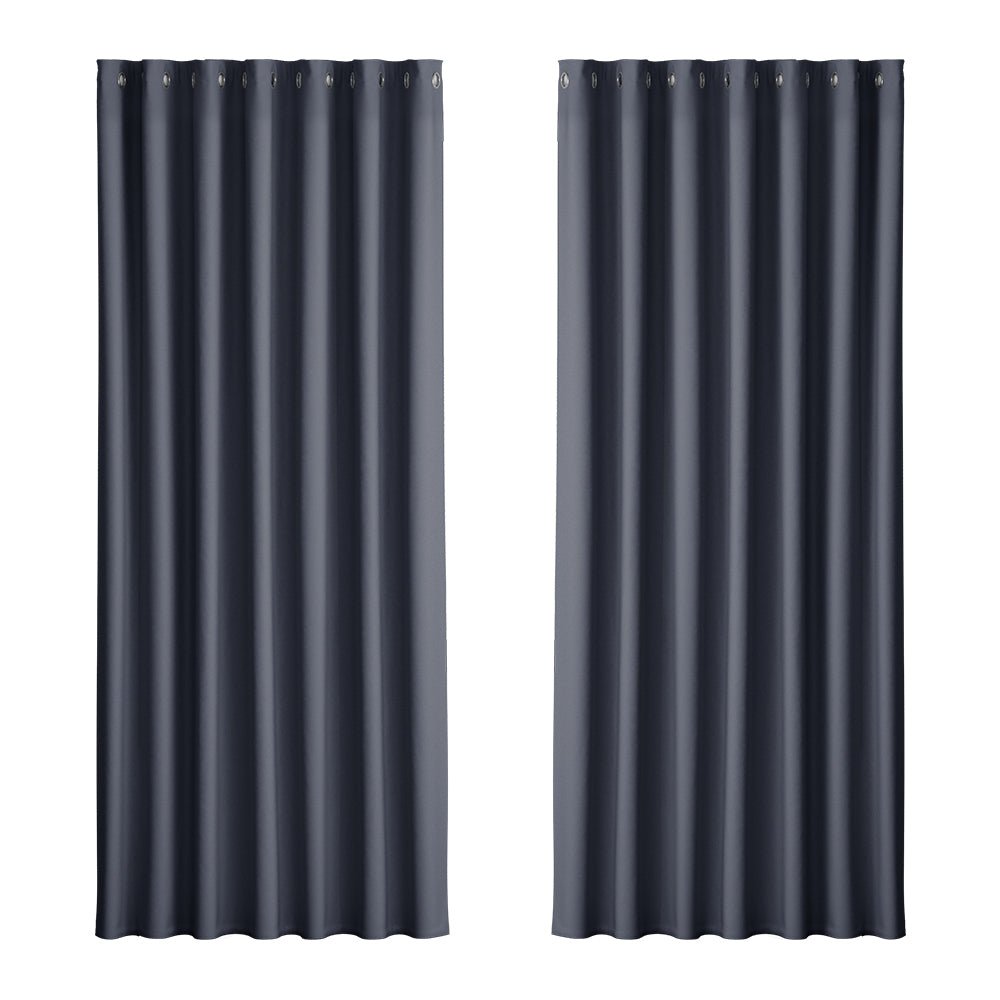 Artiss 2X Blockout Curtains Blackout Window Curtain Eyelet 240x230cm Charcoal