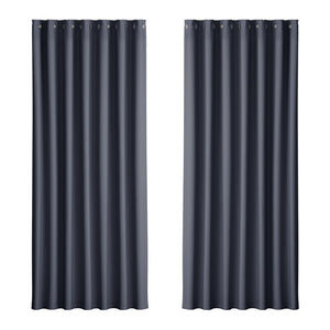 Artiss 2X Blockout Curtains Blackout Window Curtain Eyelet 240x230cm Charcoal