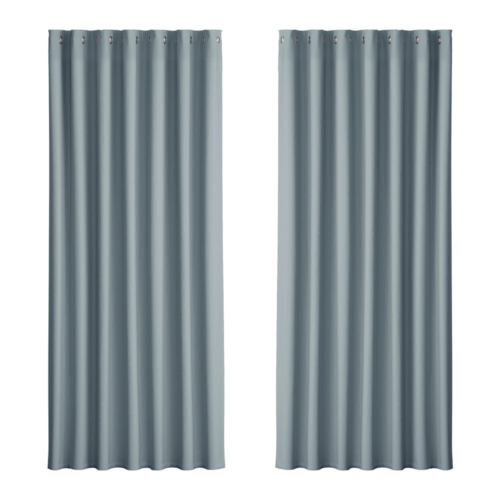Artiss 2X Blockout Curtains Blackout Window Curtain Eyelet 240x230cm Grey