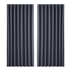 Artiss 2X Blockout Curtains Blackout Window Curtain Eyelet 300x230cm Charcoal