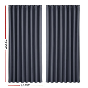 Artiss 2X Blockout Curtains Blackout Window Curtain Eyelet 300x230cm Charcoal