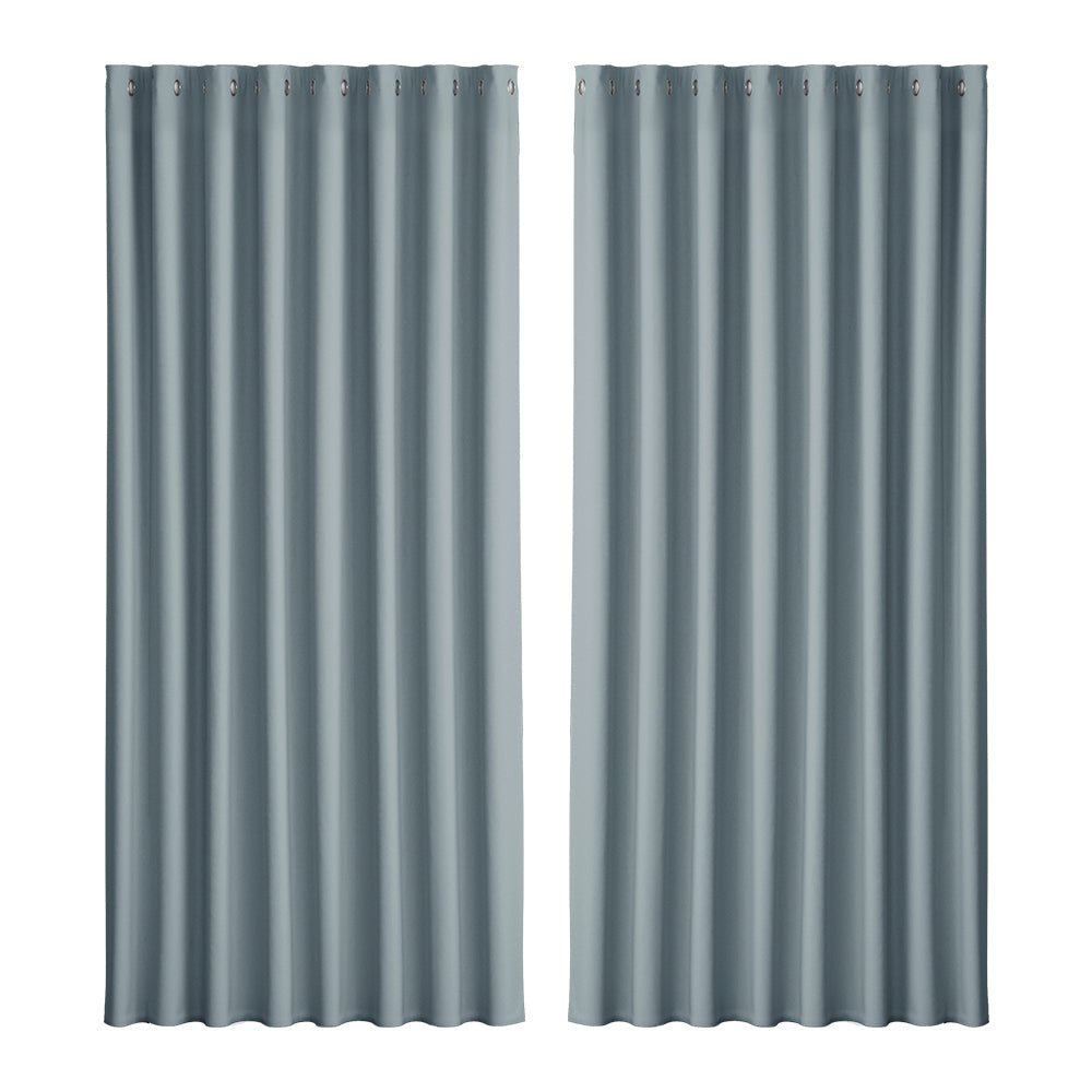Artiss 2X Blockout Curtains Blackout Window Curtain Eyelet 300x230cm Grey