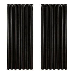 Artiss 2X Blockout Curtains Blackout Window Curtain Eyelet 240x230cm Black