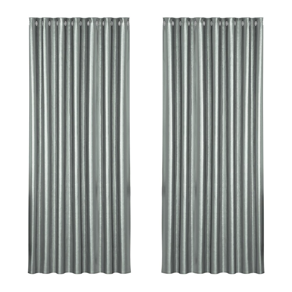 Artiss 2X Blockout Curtains Blackout Window Curtain Eyelet 240x230cm Grey