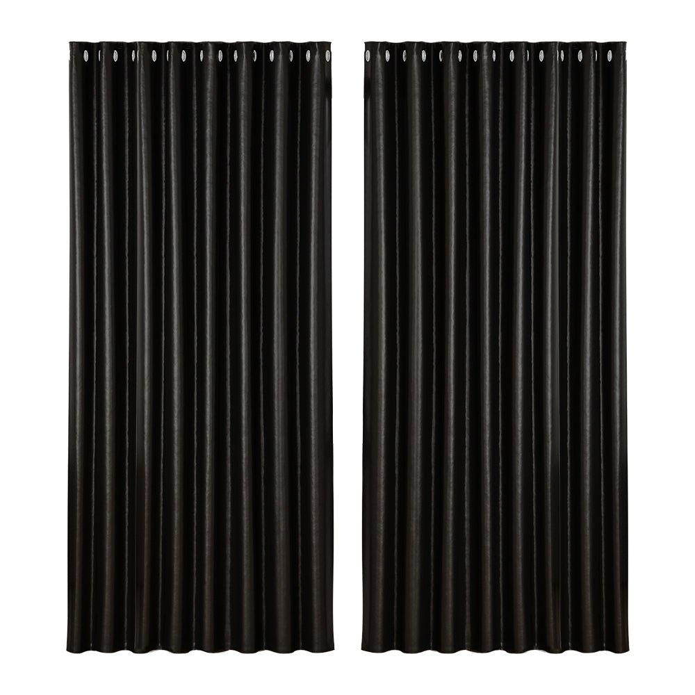 Artiss 2X Blockout Curtains Blackout Window Curtain Eyelet 300x230cm Black