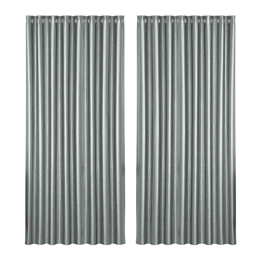 Artiss 2X Blockout Curtains Blackout Window Curtain Eyelet 300x230cm Grey