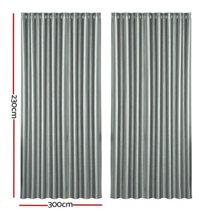 Artiss 2X Blockout Curtains Blackout Window Curtain Eyelet 300x230cm Grey