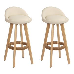 Elegant Beige Bar Stools With Back Rests - 2 Pack