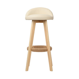 Elegant Beige Bar Stools With Back Rests - 2 Pack