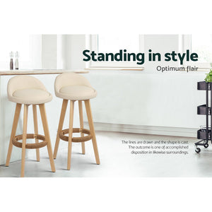 Elegant Beige Bar Stools With Back Rests - 2 Pack