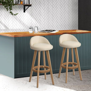 Elegant Beige Bar Stools With Back Rests - 2 Pack