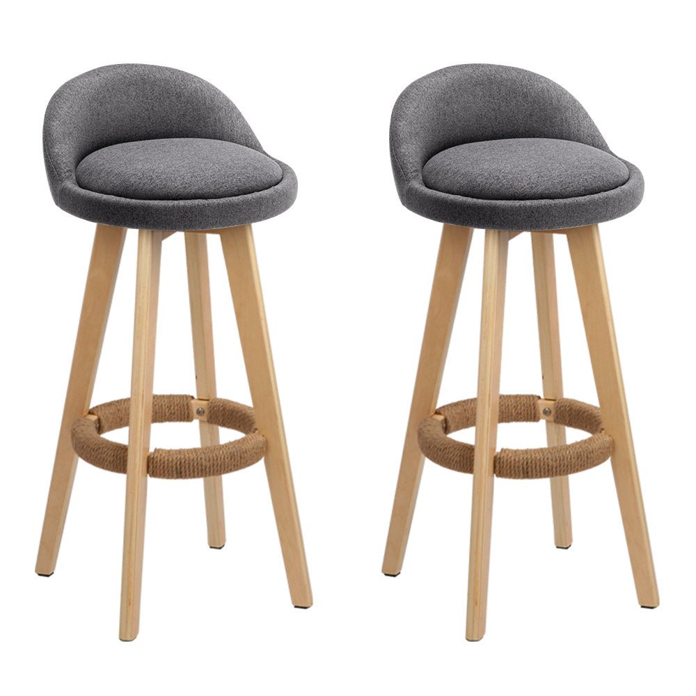 Grey Fabric Backrest Bar Stools - 2 Pack