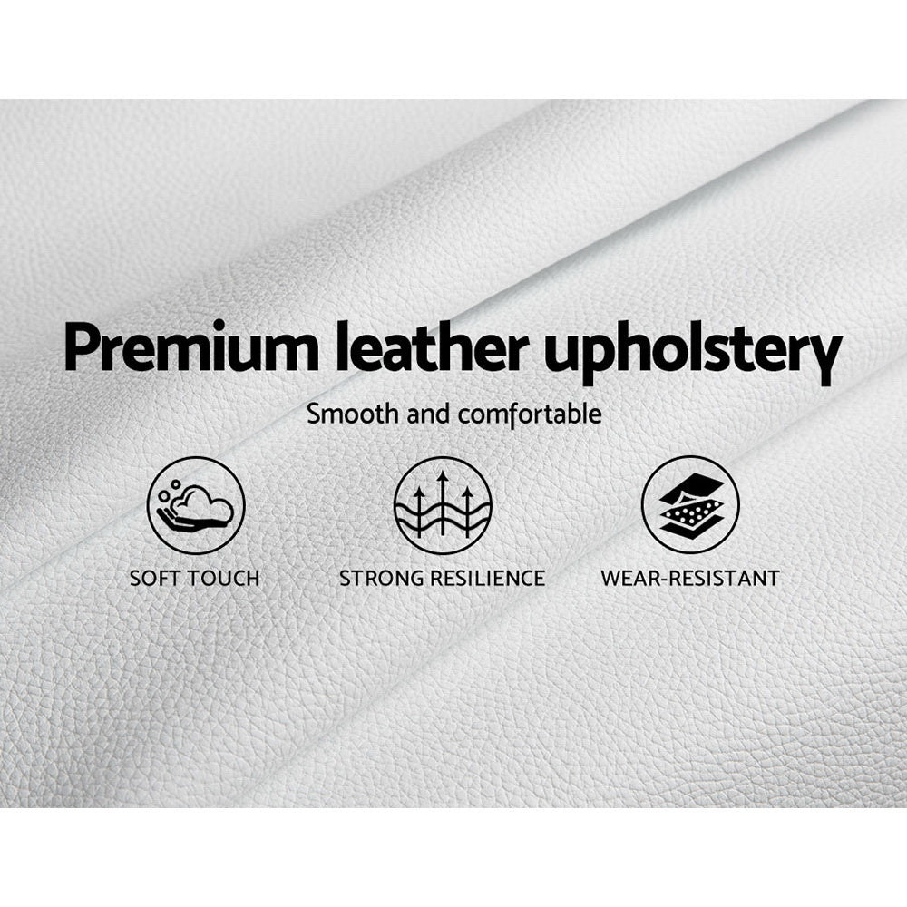 Artiss Tiyo Bed Frame PU Leather Gas Lift Storage - White King Single