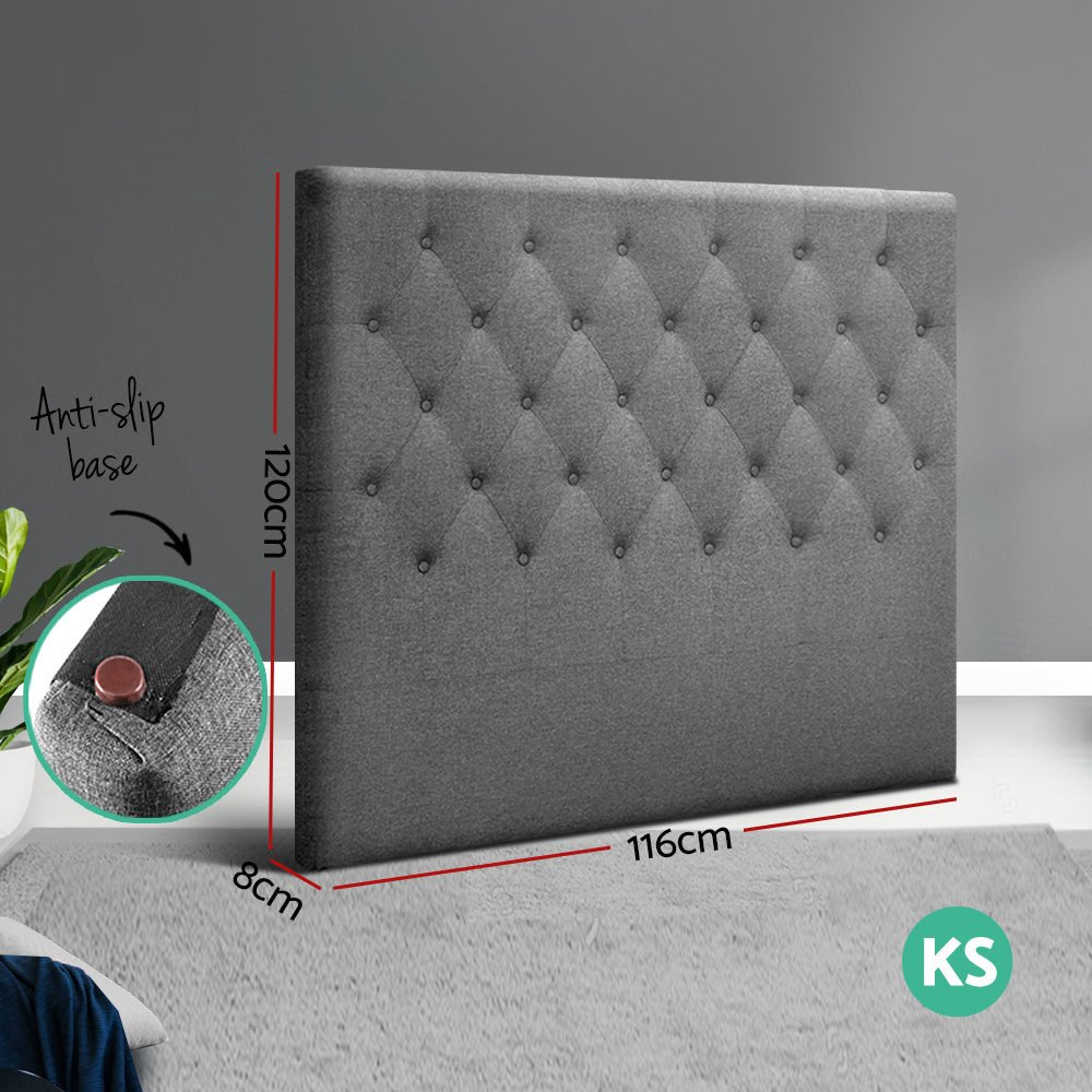 Artiss King Single Size Bed Head Headboard Bedhead Fabric Frame Base CAPPI Grey
