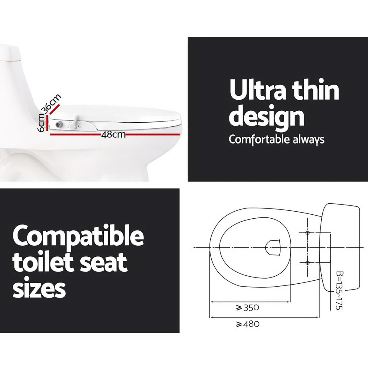 White Non-Electric Bidet Toilet Seat