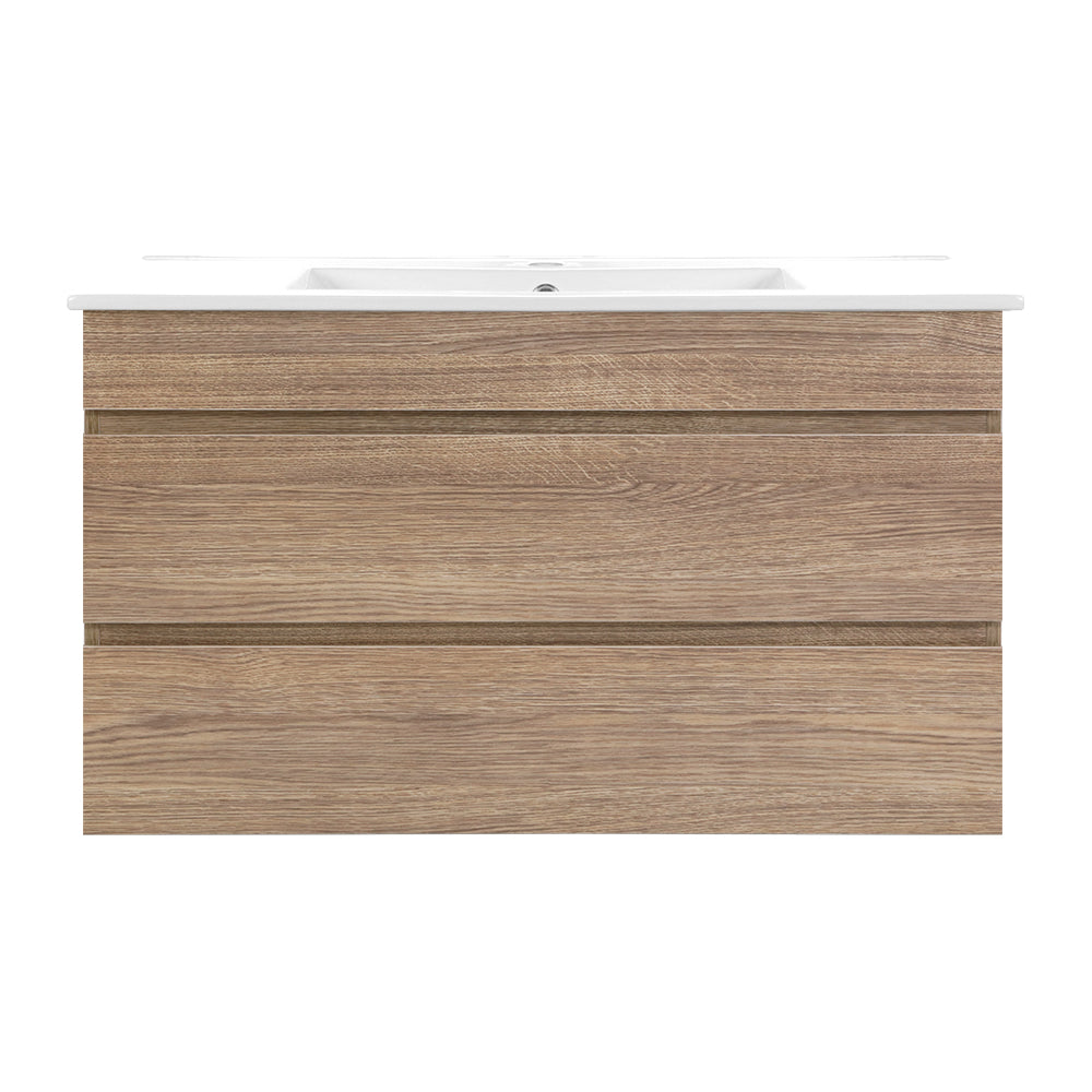 Cefito 900mm Bathroom Vanity Cabinet - Wall Mounted Oak White | Sink Storage