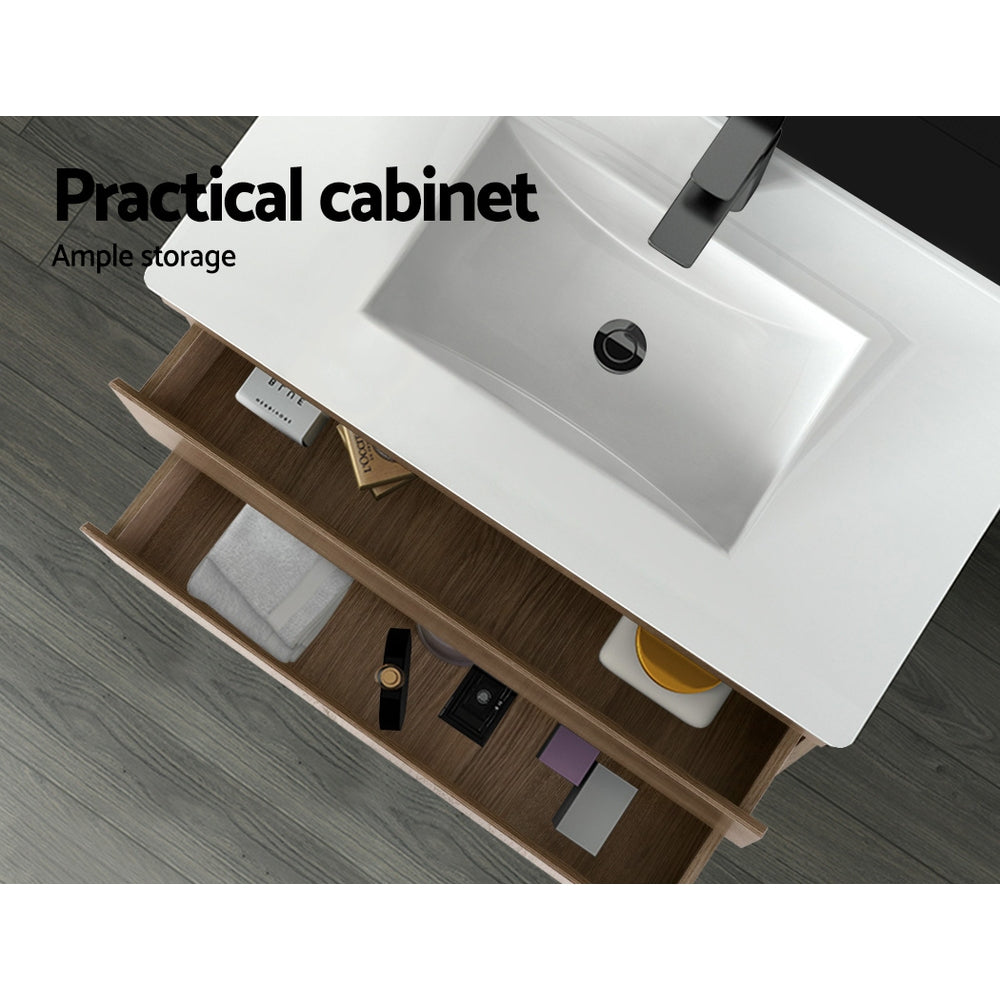 Cefito 900mm Bathroom Vanity Cabinet - Wall Mounted Oak White | Sink Storage
