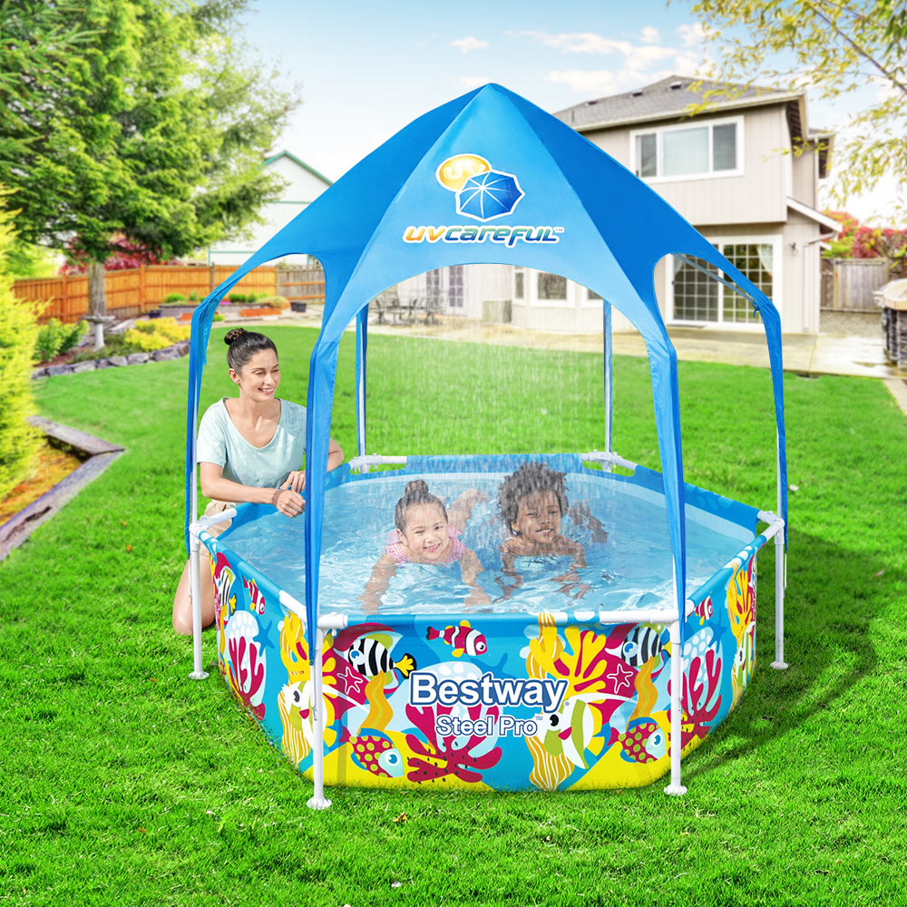 Bestway Above Ground Swimming Pool | Kids' Steel Pro™ Mist Shade Pools