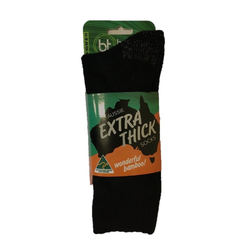 Extra Thick Black Bamboo Socks - Australian Made