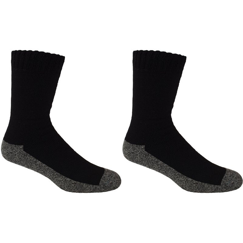 Black Bamboo Work Socks With Charcoal Sole - 2 Pack