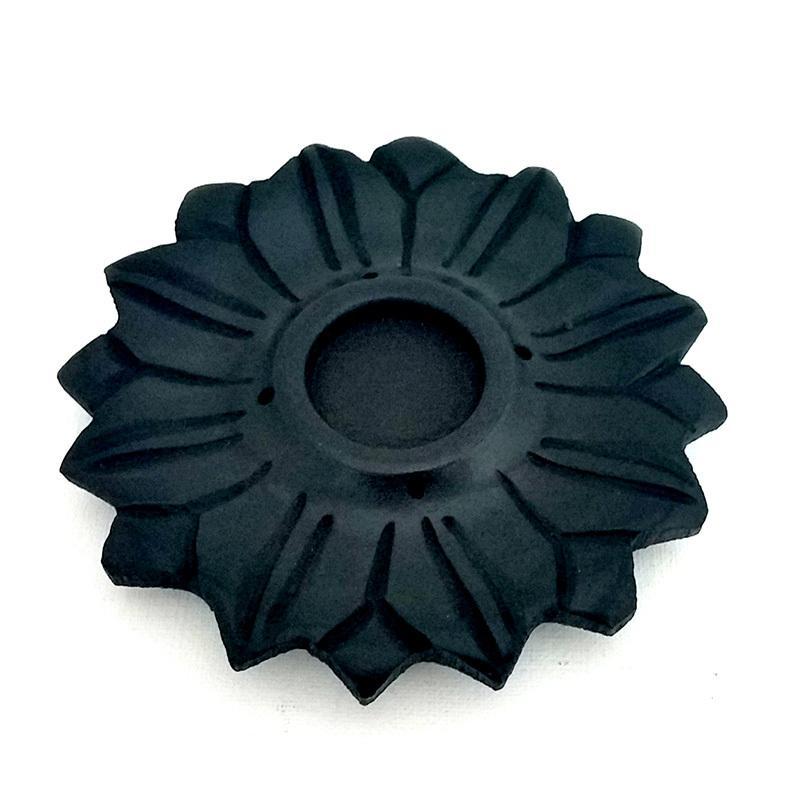 Black Stone Lotus Incense Holder