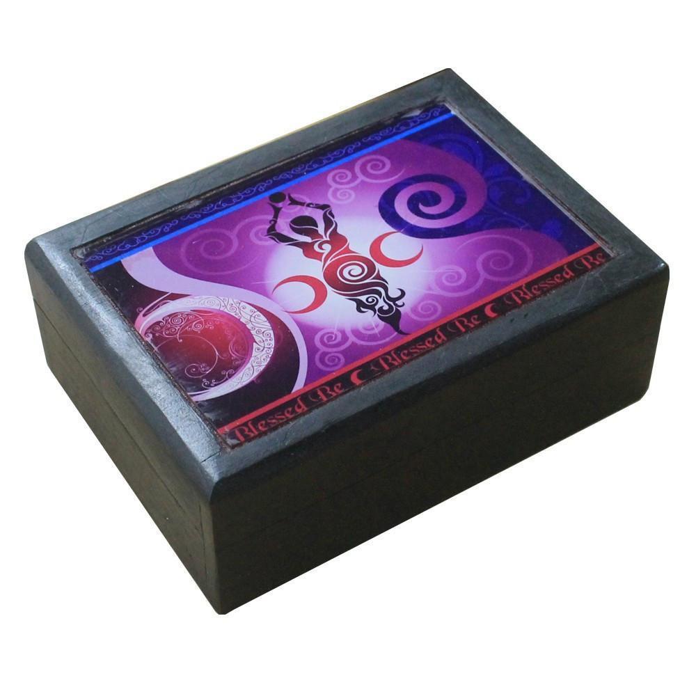 Black Wooden Box With Moon Goddess Print