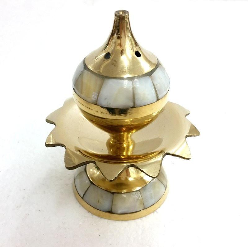 Brass Incense Holder - Pearled Lotus