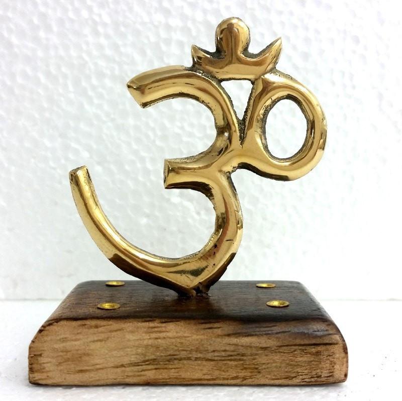 Brass Incense Holder - OM With Wooden Stand
