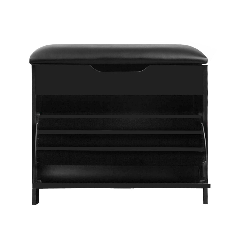 White 15 Pair Shoe Cabinet Bench / Storage Organizer In Black