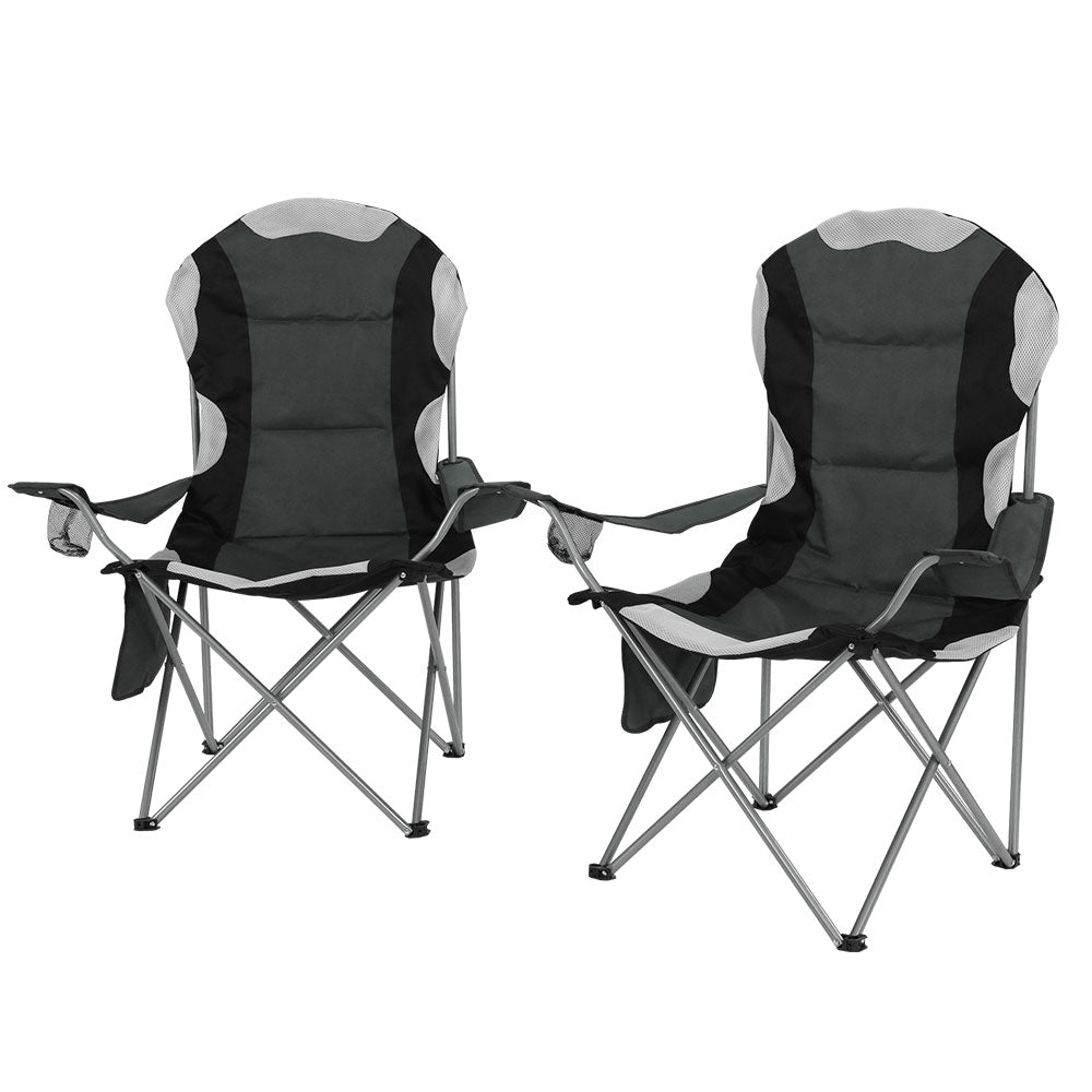 Folding Camping Chairs | 2X | Arm Chair | Portable | Outdoor | Beach | Fishing | BBQ