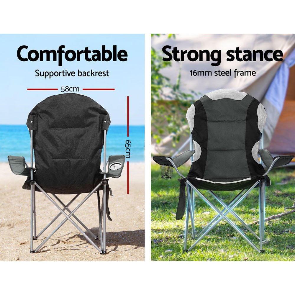 Folding Camping Chairs | 2X | Arm Chair | Portable | Outdoor | Beach | Fishing | BBQ