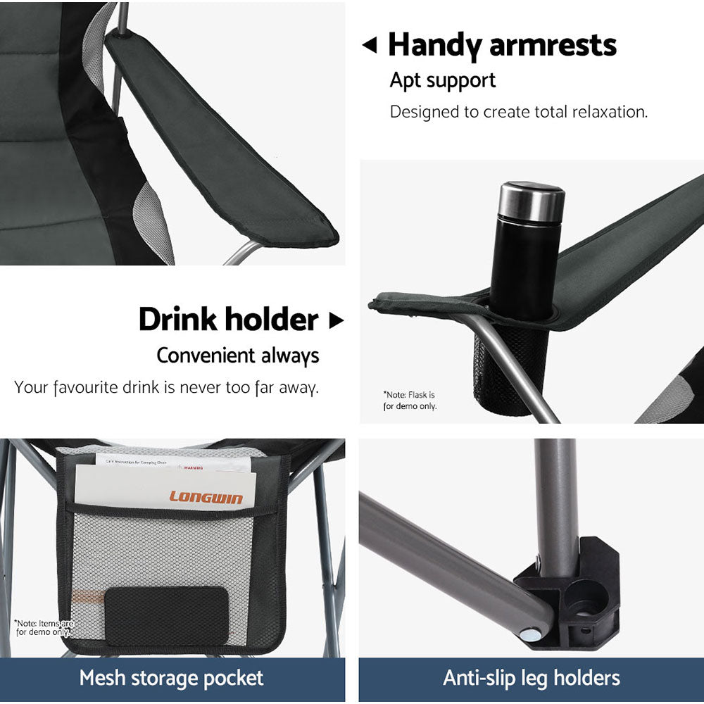 Folding Camping Chairs | 2X | Arm Chair | Portable | Outdoor | Beach | Fishing | BBQ