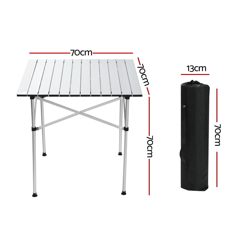 Weisshorn 70CM Roll-Up Aluminum Camping Table | Portable Desk Picnic