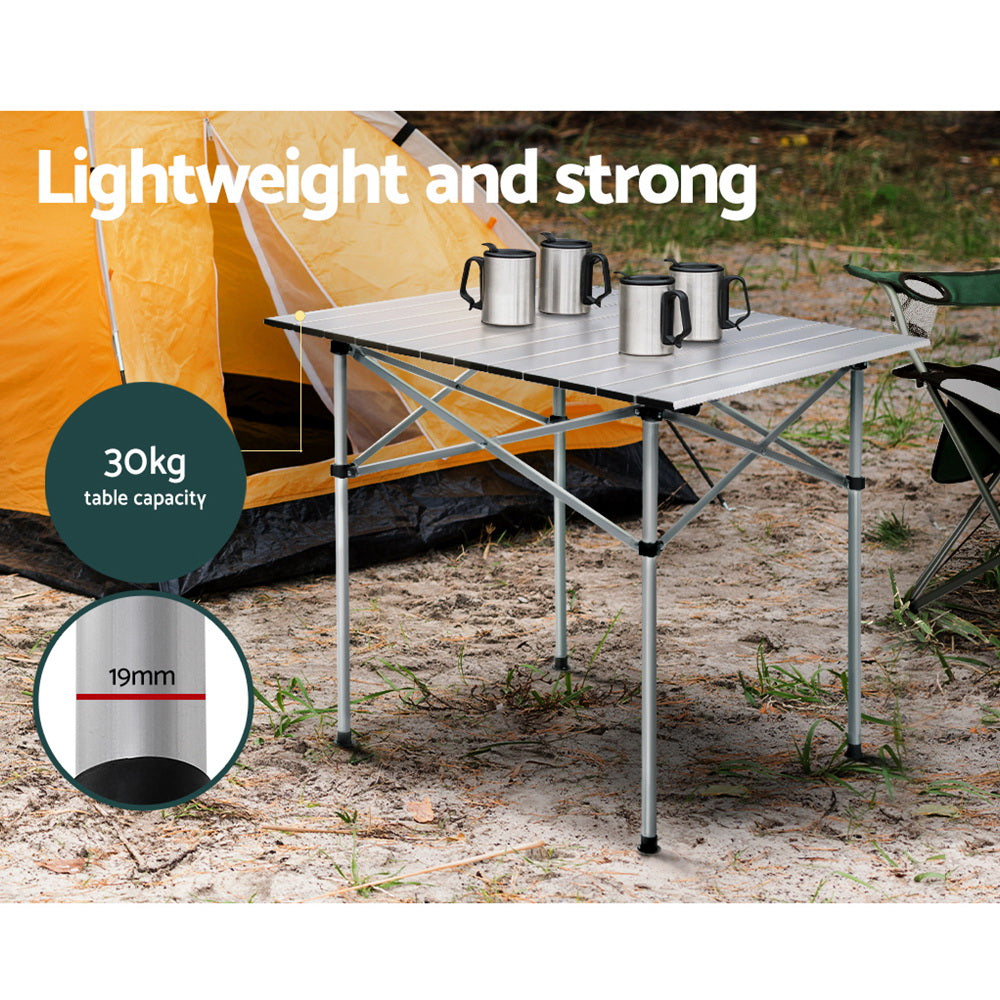 Weisshorn 70CM Roll-Up Aluminum Camping Table | Portable Desk Picnic