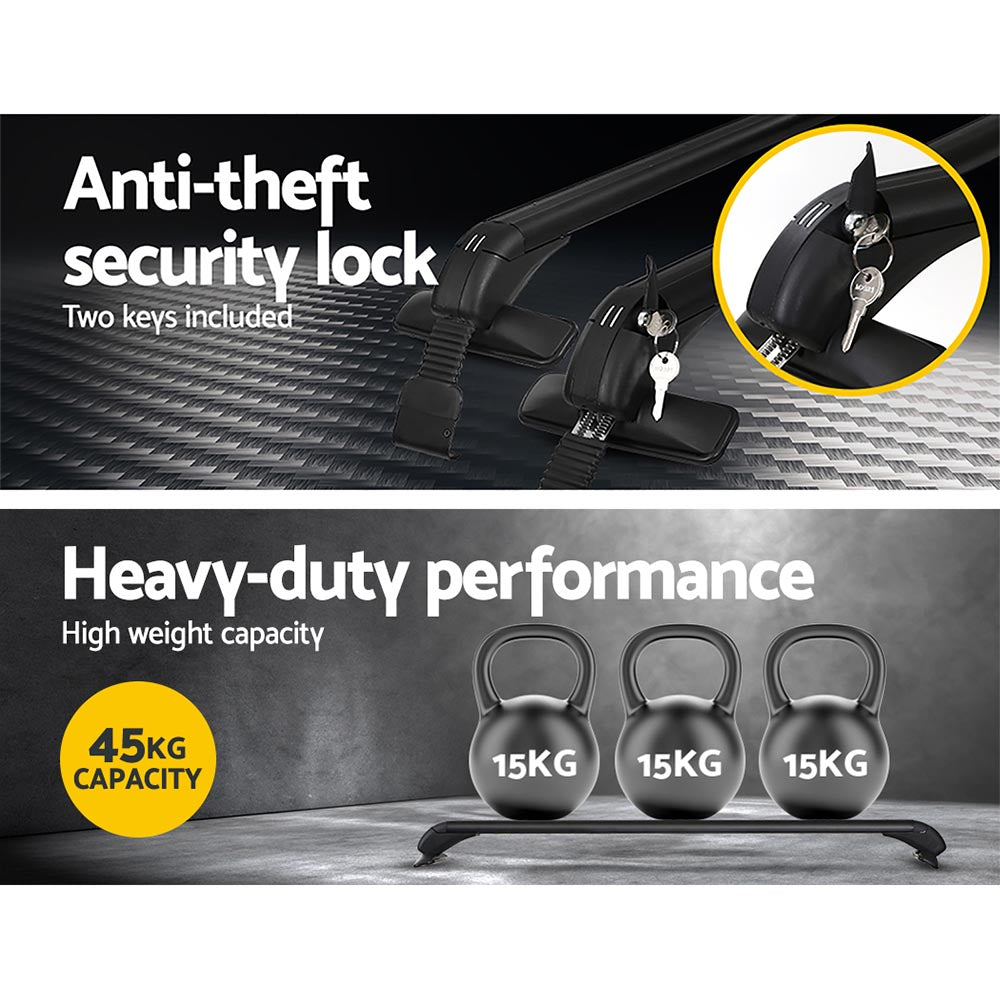 Universal Car Roof Rack Cross Bars, 90cm Adjustable, 45kg Capacity