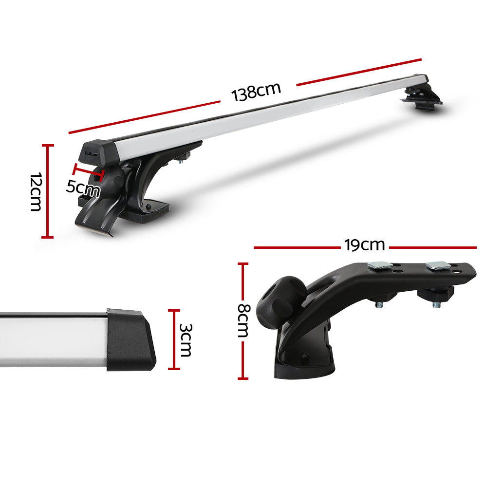 Universal Car Roof Rack Cross Bars, 1450mm Aluminium, 90kg Capacity
