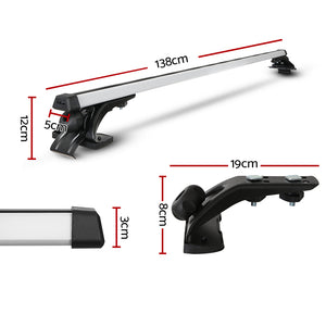 Universal Car Roof Rack Cross Bars, 1450mm Aluminium, 90kg Capacity