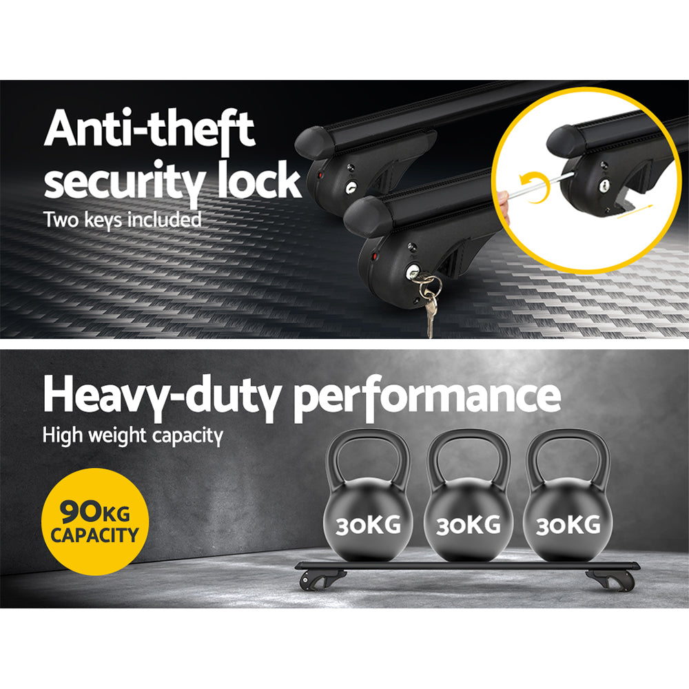 Universal Car Roof Rack Cross Bars, 1080mm Aluminium, 90kg Load Capacity