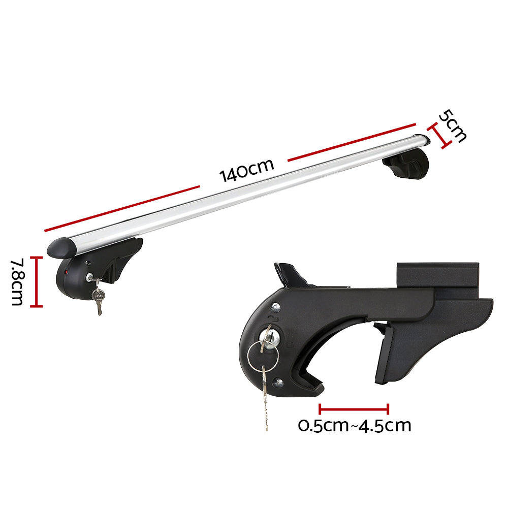 Universal Car Roof Rack 1360mm Cross Bars | Aluminium Silver Adjustable Car 90kgs Load Carrier