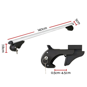 Universal Car Roof Rack 1360mm Cross Bars | Aluminium Silver Adjustable Car 90kgs Load Carrier