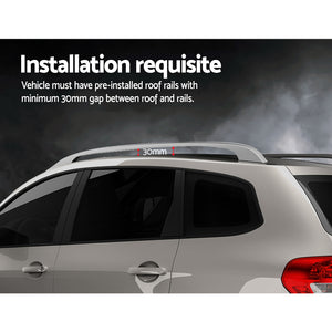 Universal Car Roof Rack 1360mm Cross Bars | Aluminium Silver Adjustable Car 90kgs Load Carrier