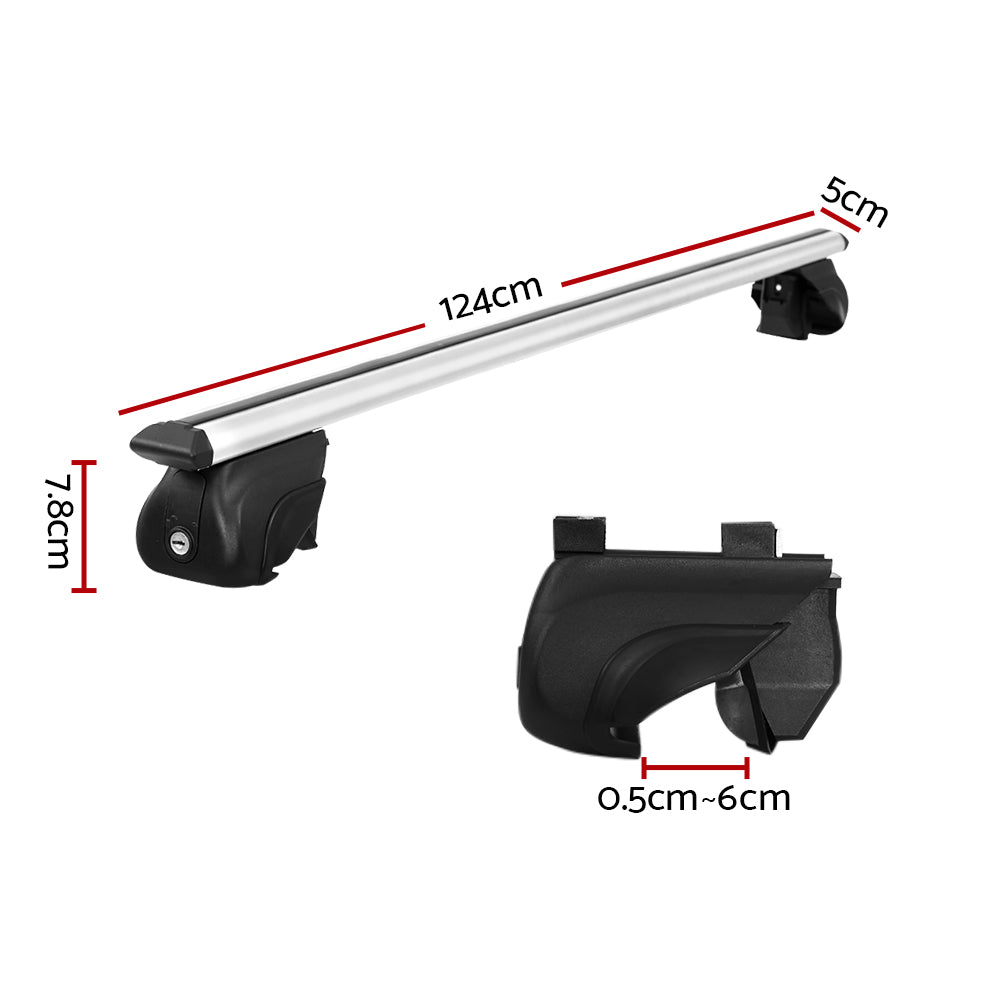 Universal Car Roof Rack Cross Bars | Aluminium Adjustable 111cm Silver Upgraded