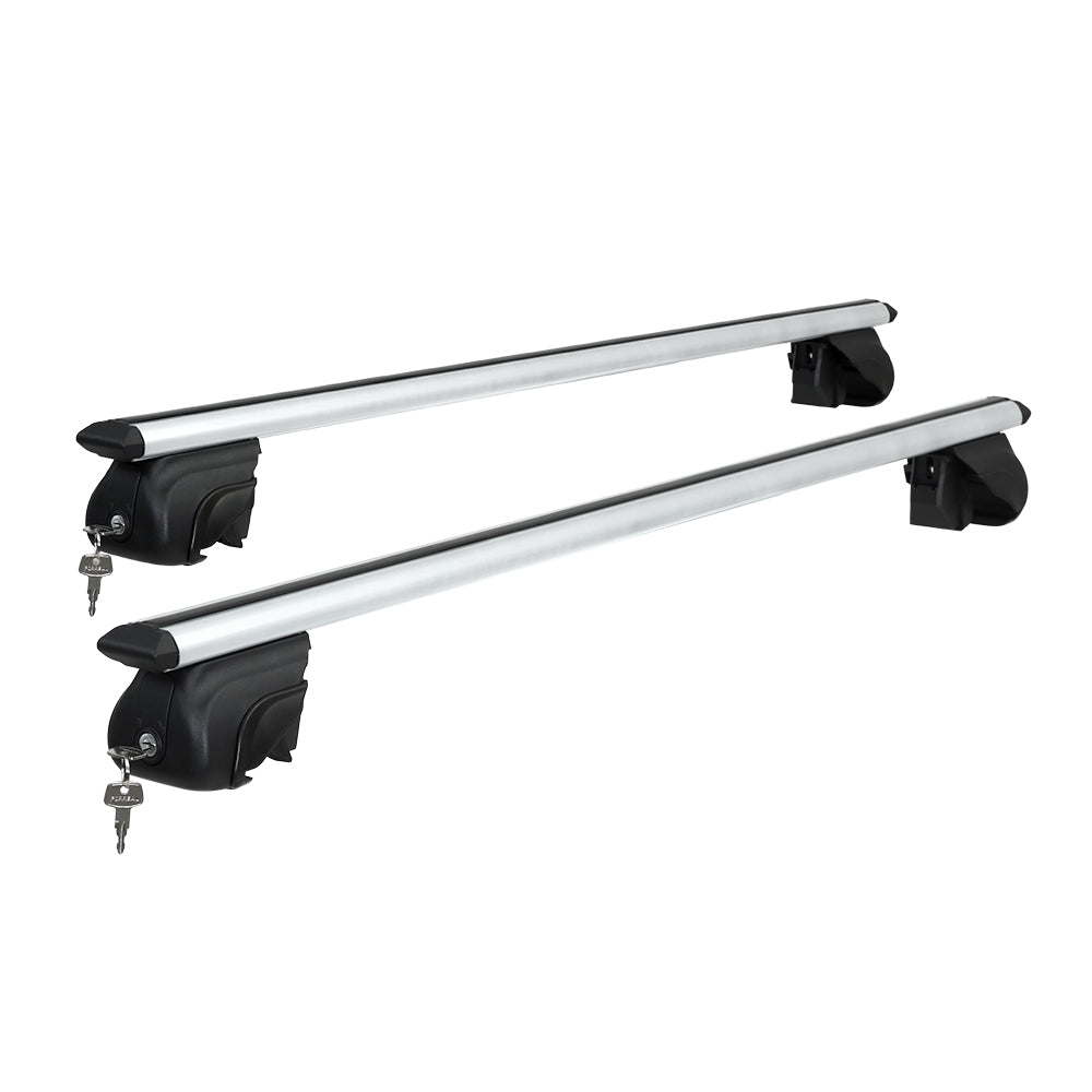 Universal Car Roof Rack Cross Bars | Aluminium Adjustable 111cm Silver Upgraded