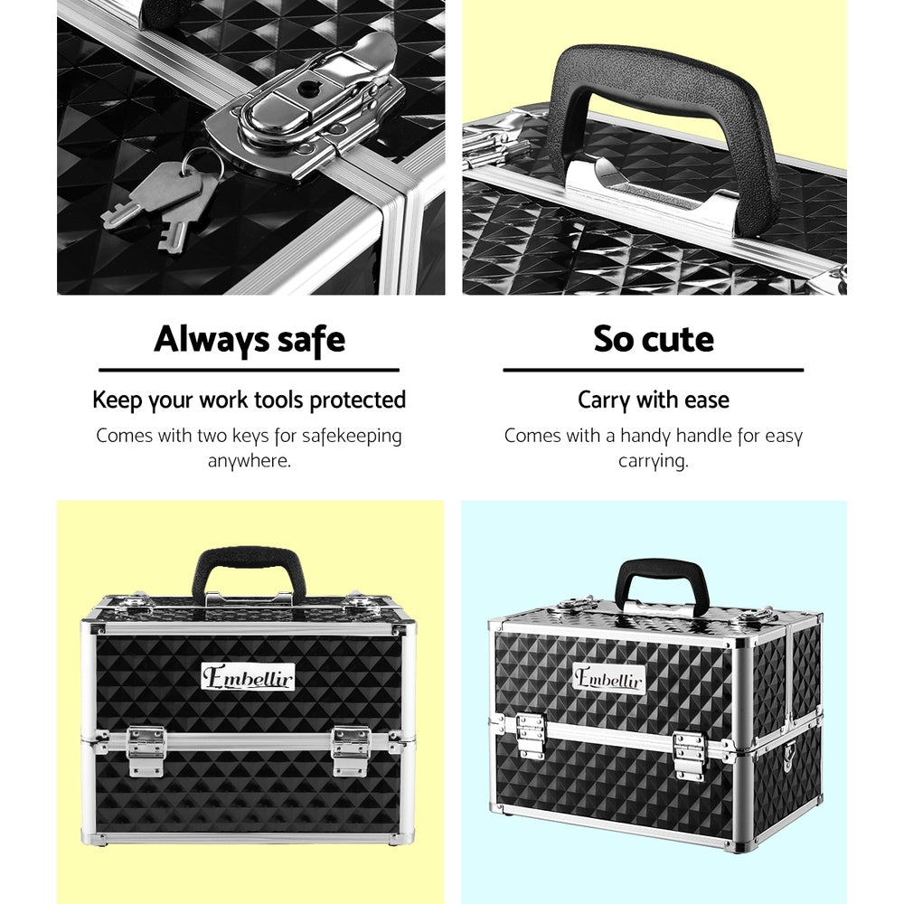 Makeup Case | Embellir Portable Cosmetic Beauty | Diamond Black